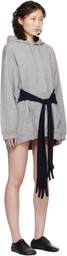 MM6 Maison Margiela Gray Hooded Glove Sweatshirt Minidress