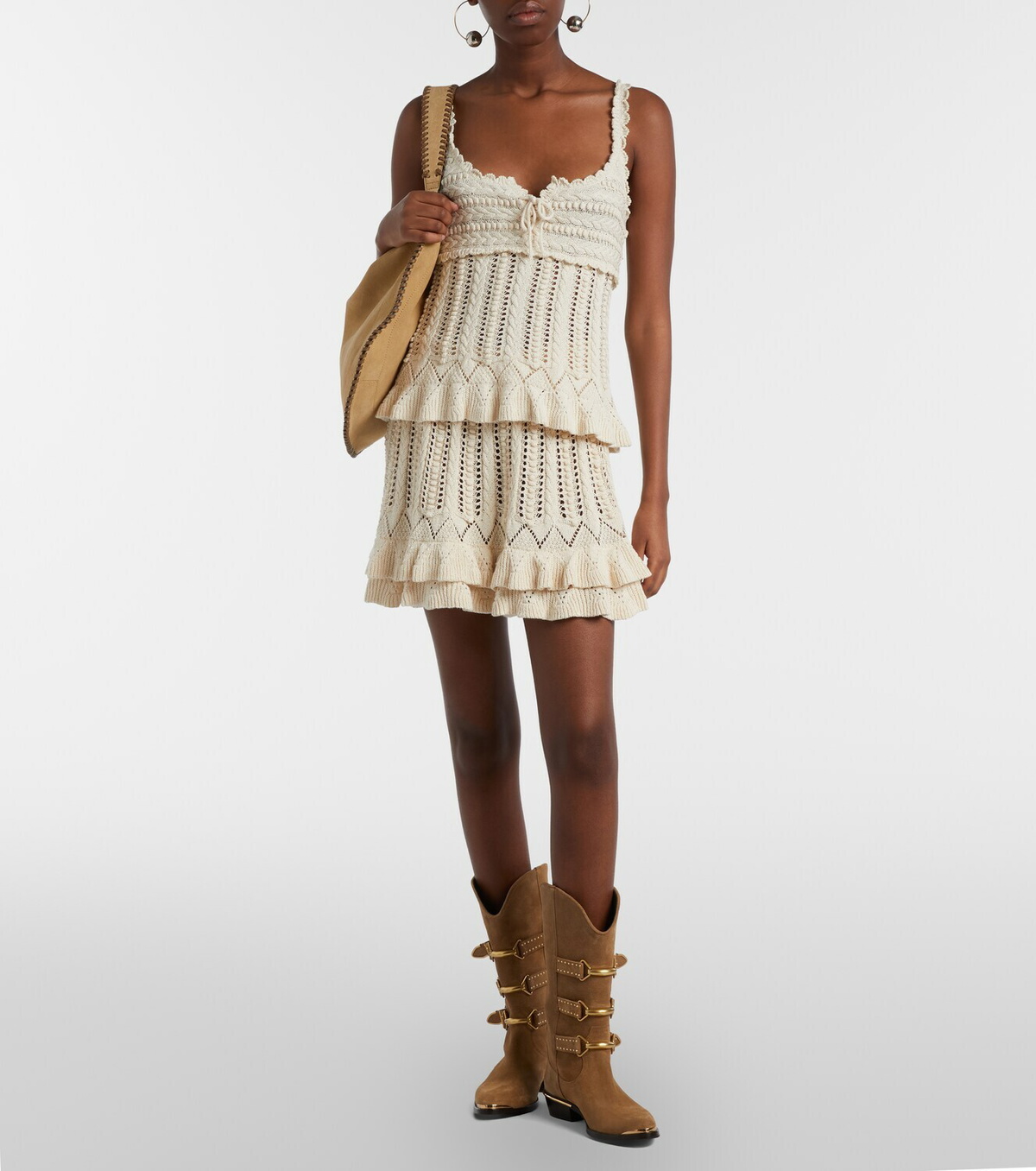 Marant Etoile Nelle cotton crochet miniskirt