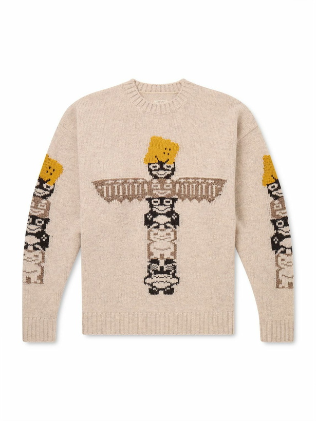 Photo: KAPITAL - Peckish Totem Pole Intarsia Wool-Blend Sweater - Neutrals