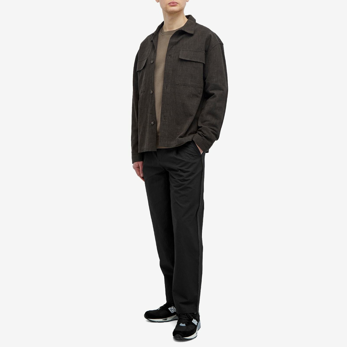 Folk Men's Wide Fit Trousers in Soft Black Folk