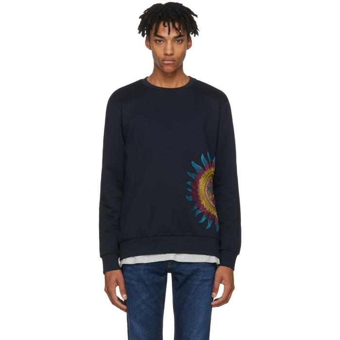 Photo: Paul Smith Navy Embroidered Sun Sweatshirt