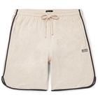 Hugo Boss - Piped Mélange Stretch-Cotton Jersey Drawstring Shorts - Beige