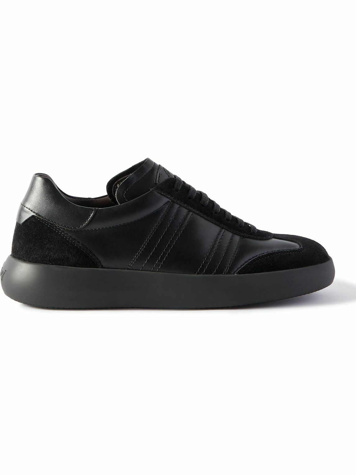 Brioni - Suede-Trimmed Leather Sneakers - Black Brioni