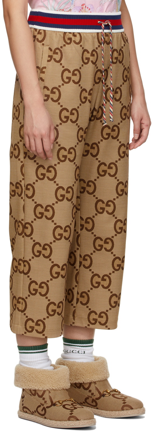 Jumbo GG jogging pant with Web in beige and ebony