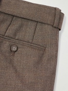 Officine Générale - Hugo Tapered Belted Pleated Virgin Wool Suit Trousers - Brown