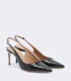 Malone Souliers Schiffer patent leather slingback pumps
