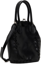 Y's Black Semi-Gloss Smooth Leather Lace-Up Mini Bag