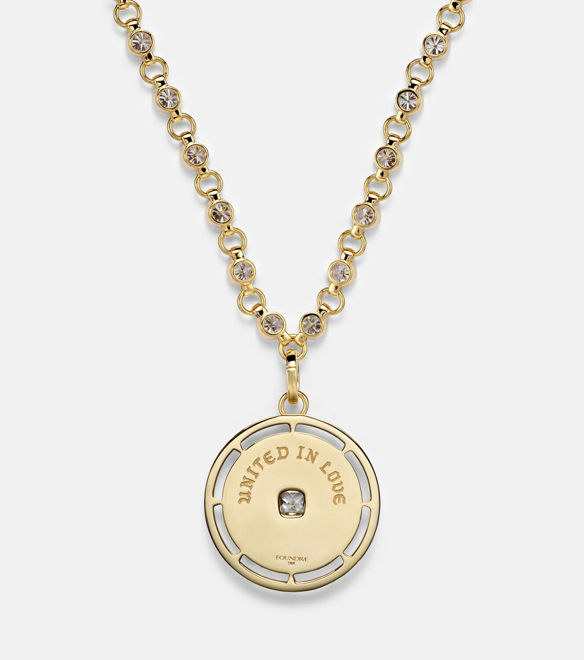 FoundRae Lovestruck Commitment 18kt gold pendant necklace with diamonds