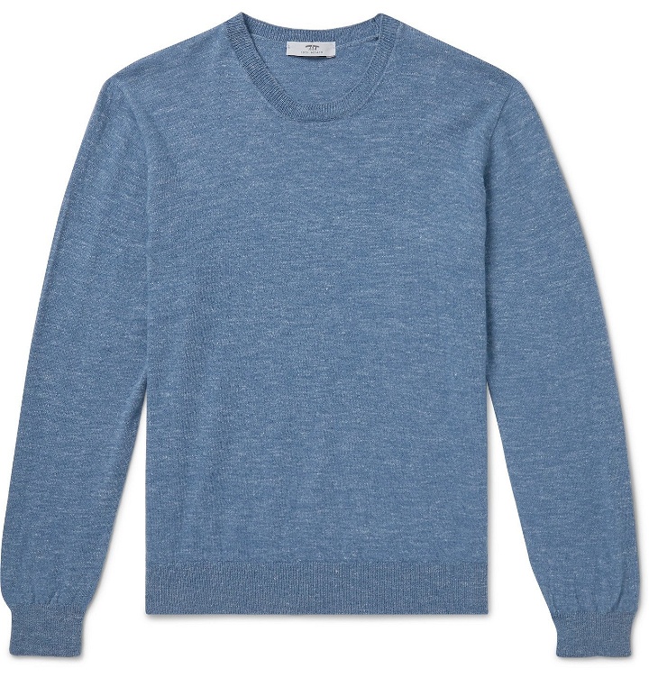 Photo: Inis Meáin - Mélange Wool and Linen-Blend Sweater - Blue