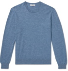 Inis Meáin - Mélange Wool and Linen-Blend Sweater - Blue
