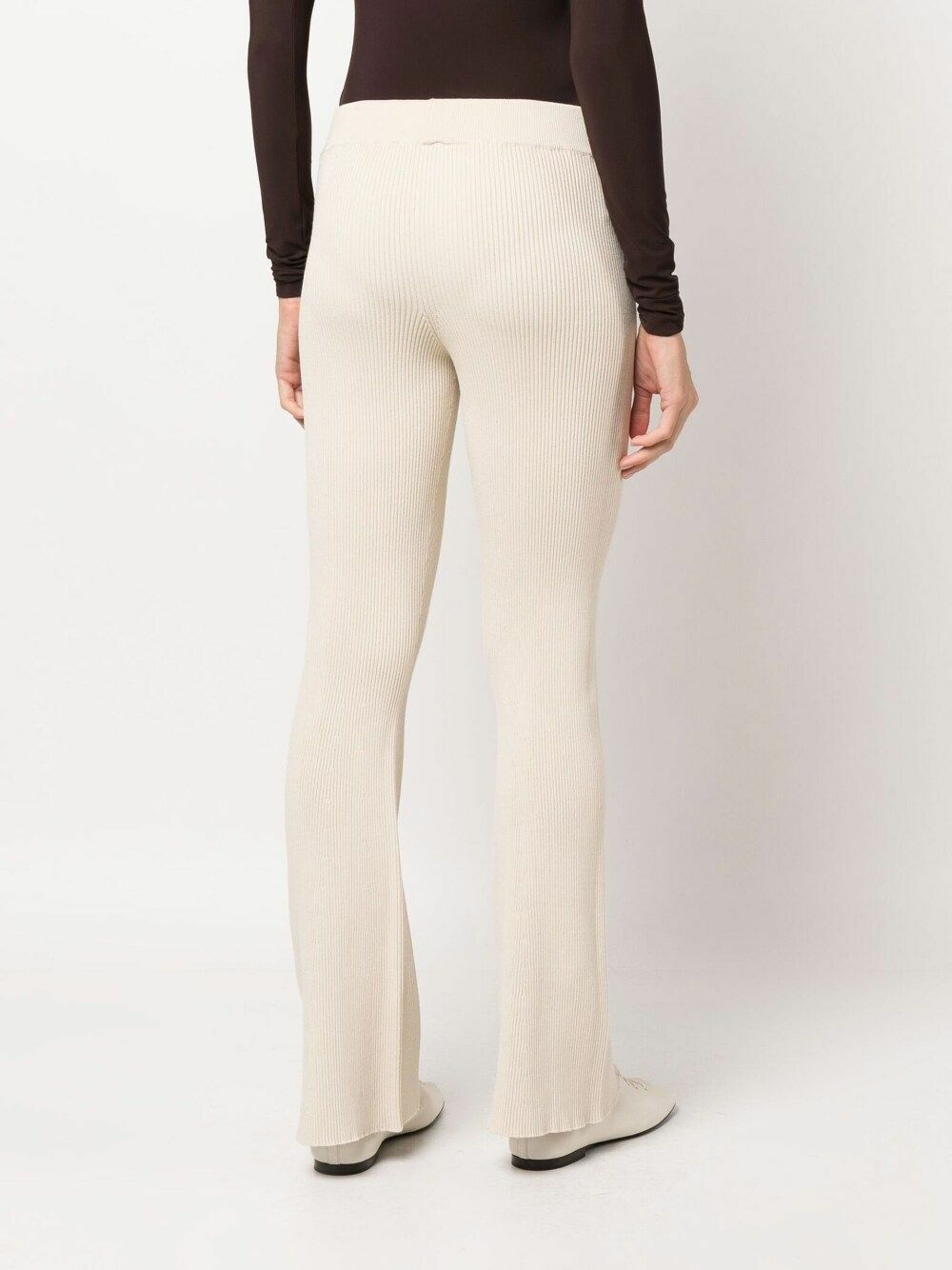 AERON Ribbed-Knit Flared Trousers