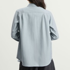 Auralee Women's Wool Herringbone Overshirt in Dusty Blue
