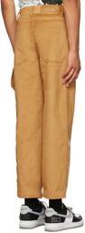 GCDS Tan Faux-Suede Logo Trousers