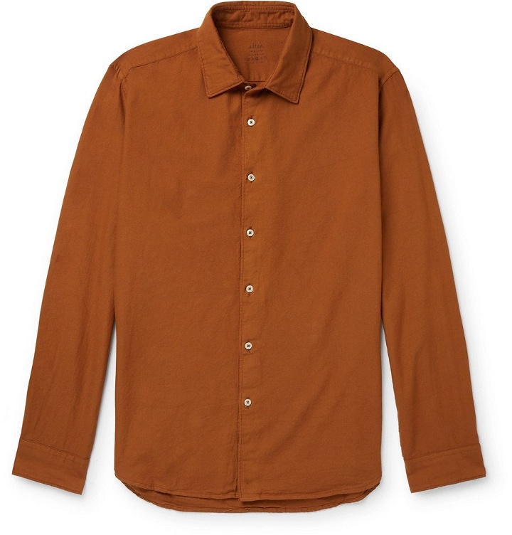 Photo: Altea - Slim-Fit Brushed Cotton-Twill Shirt - Brown