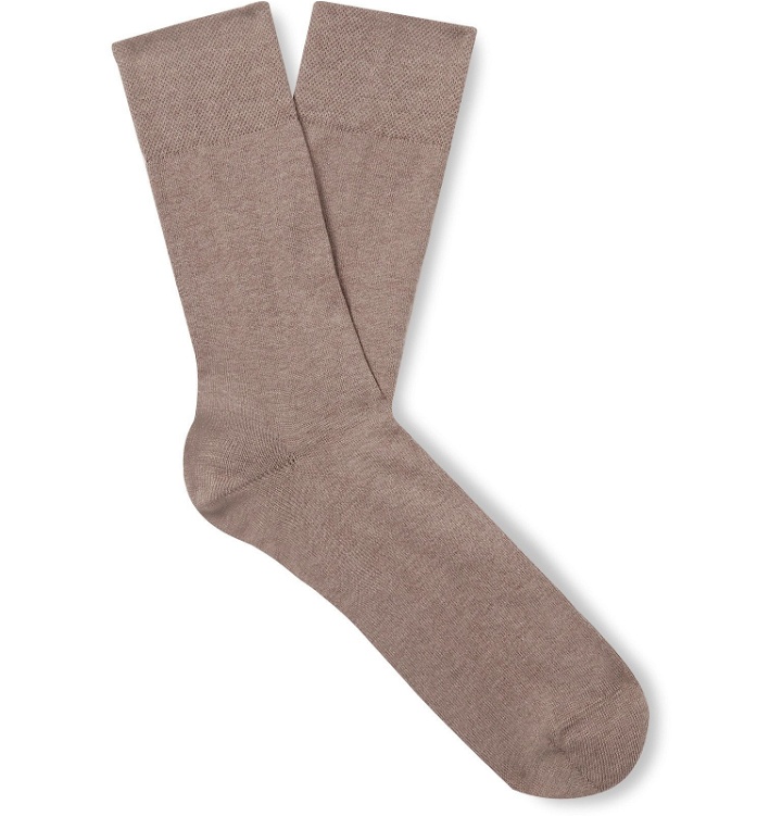 Photo: FALKE - Sensitive London Combed Stretch Cotton-Blend Socks - Brown