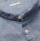 Massimo Alba - Grandad-Collar Embroidered Cotton-Chambray Shirt - Blue