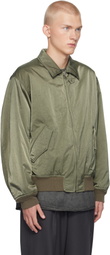 YLÈVE Khaki Nylon Twill Bomber Jacket