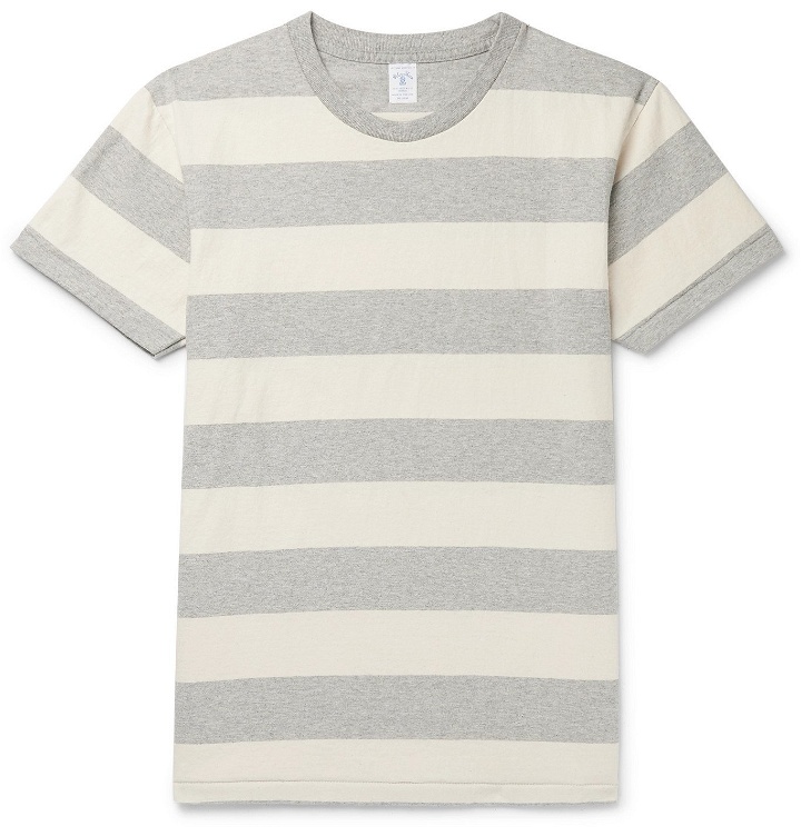 Photo: Velva Sheen - Striped Cotton-Jersey T-Shirt - Gray