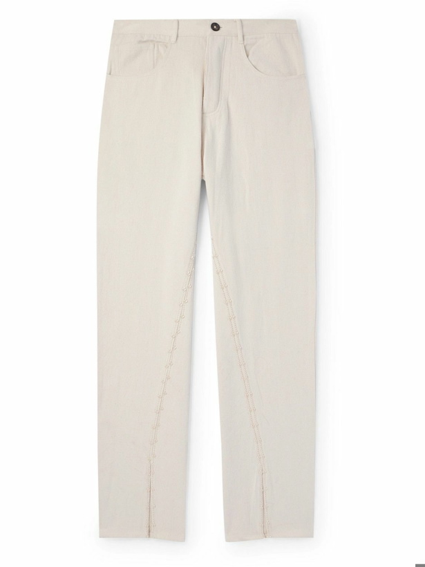 Photo: Kartik Research - Faux Pearl-Embellished Jeans - White