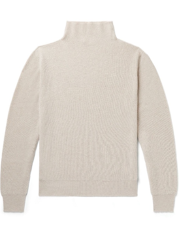 Photo: The Row - Daniel Ribbed Cashmere Rollneck Sweater - Neutrals