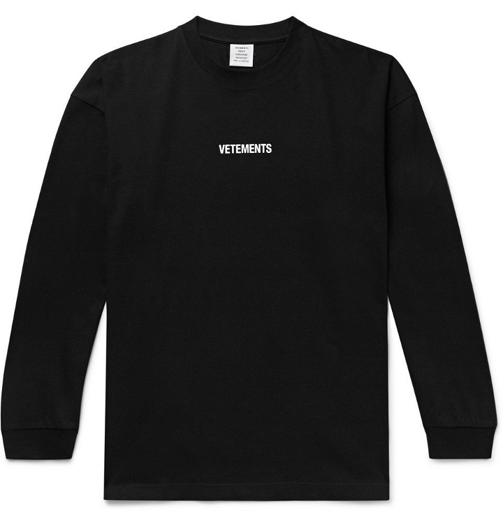 Photo: Vetements - Oversized Logo-Print Cotton-Jersey T-Shirt - Black