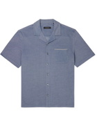 ERMENEGILDO ZEGNA - Camp-Collar Cotton-Piqué Shirt - Blue - IT 46