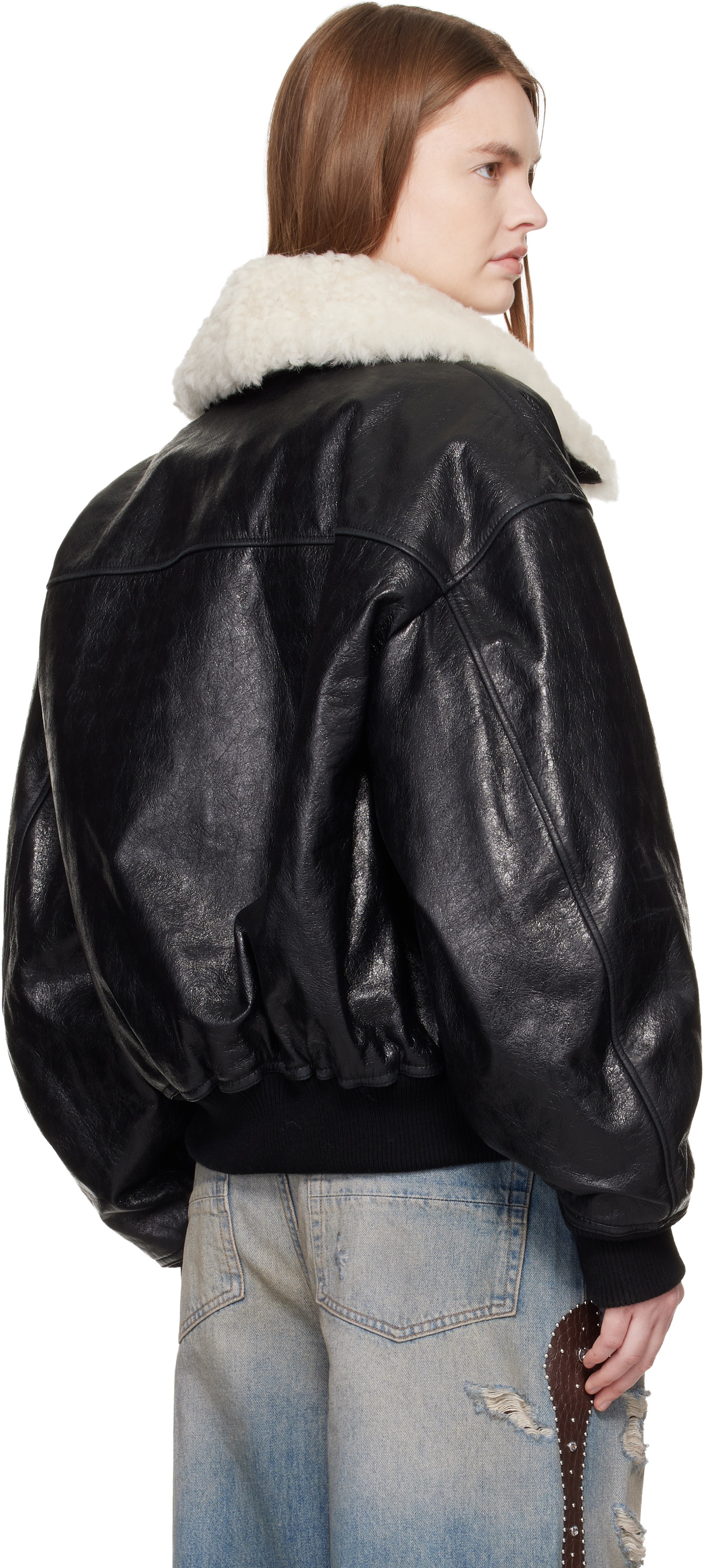 AMIRI Black MA Quad Leather Bomber Jacket