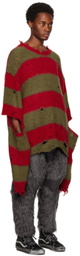 Doublet Red & Khaki Oversized Sweater