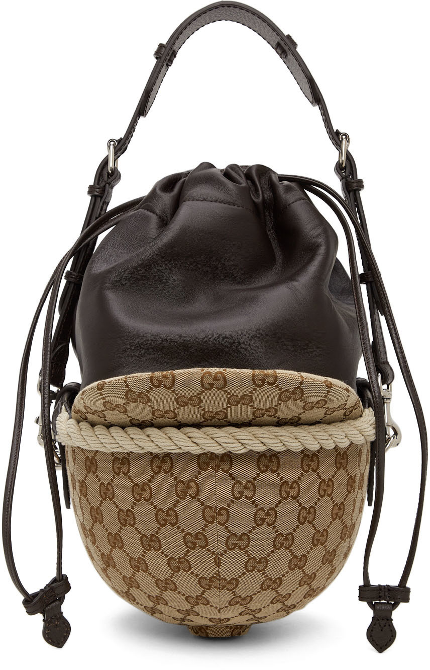 rope - Gucci Brown Smooth Leather Lady Buckle Top Handle Bag