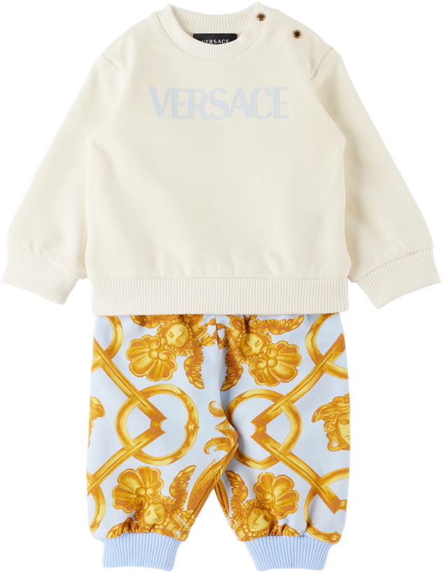 Photo: Versace Baby White & Blue Barocco Sweatsuit