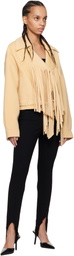 Nanushka Beige Ticia Fringed Double Wool Jacket