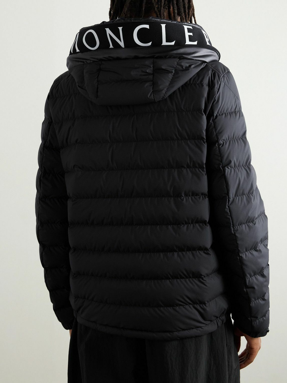Moncler - Logo-Print Quilted Shell Hooded Down Jacket - Black