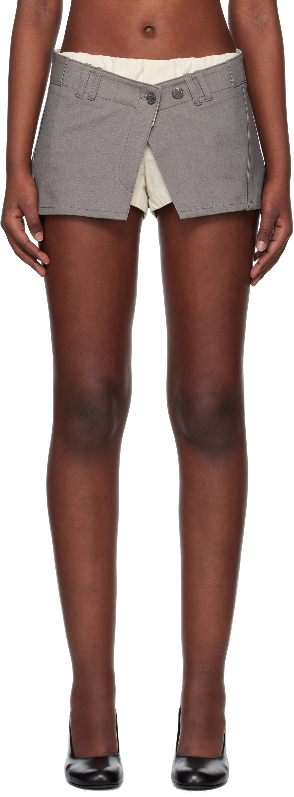 OPEN YY Gray Layered Boxer Short Miniskirt