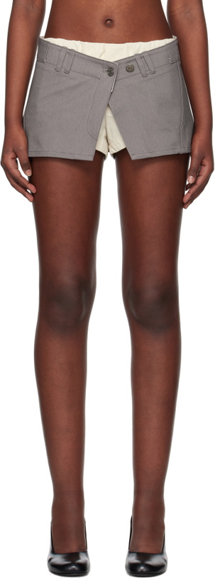 Photo: OPEN YY Gray Layered Boxer Short Miniskirt
