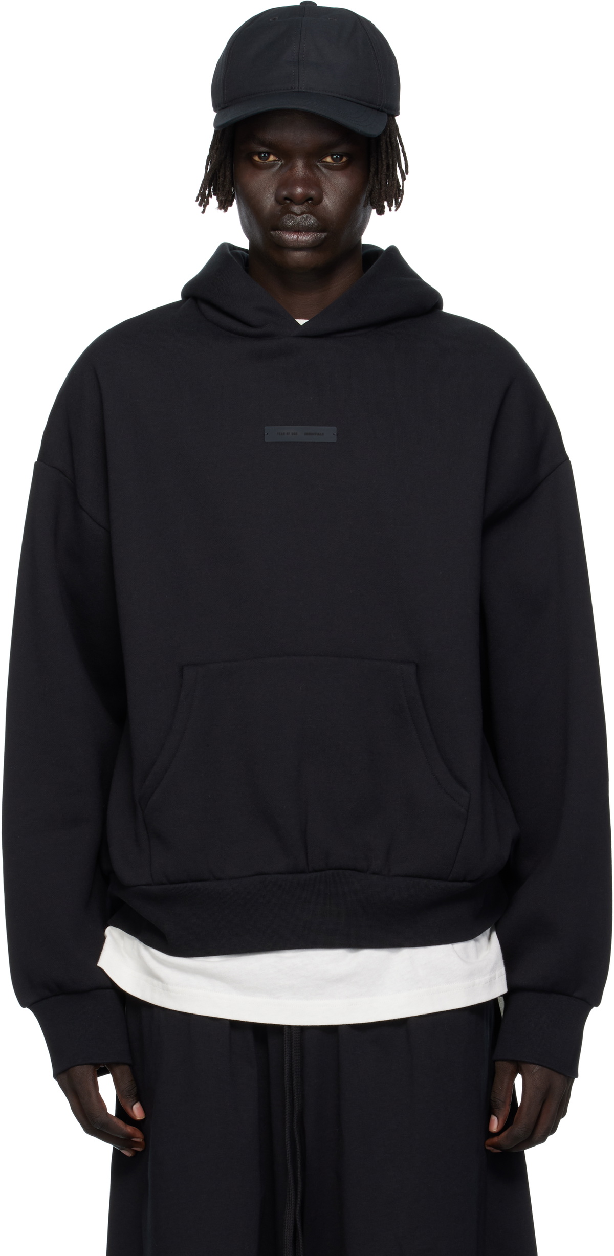 Fear of God ESSENTIALS Black Classic Fit Fleece Hoodie Fear Of God