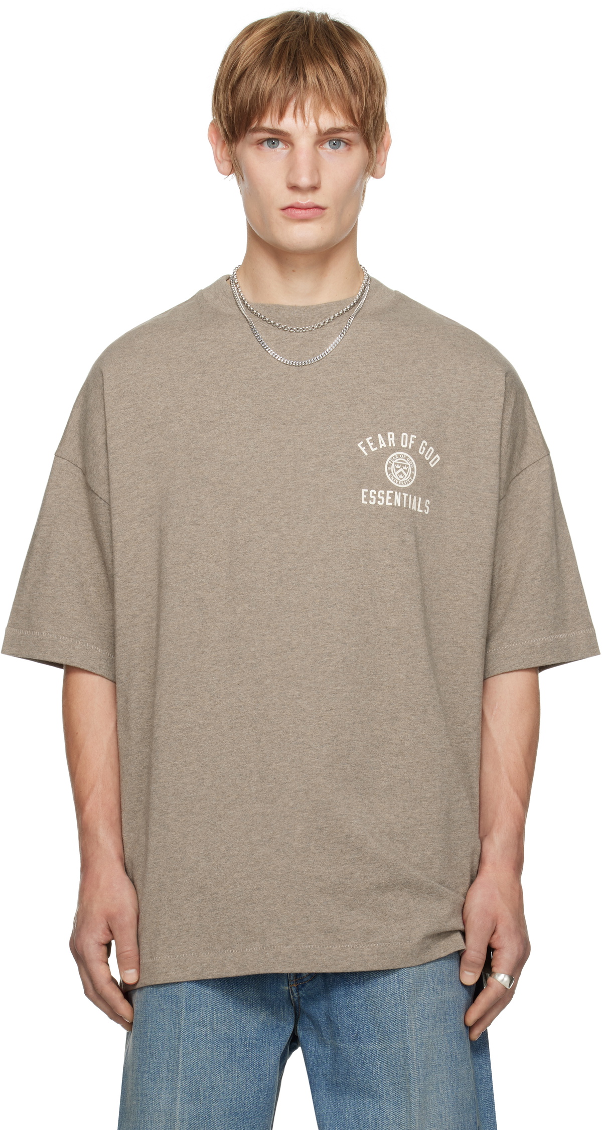 Fear of God ESSENTIALS Gray Jersey Crewneck T-shirt Fear Of