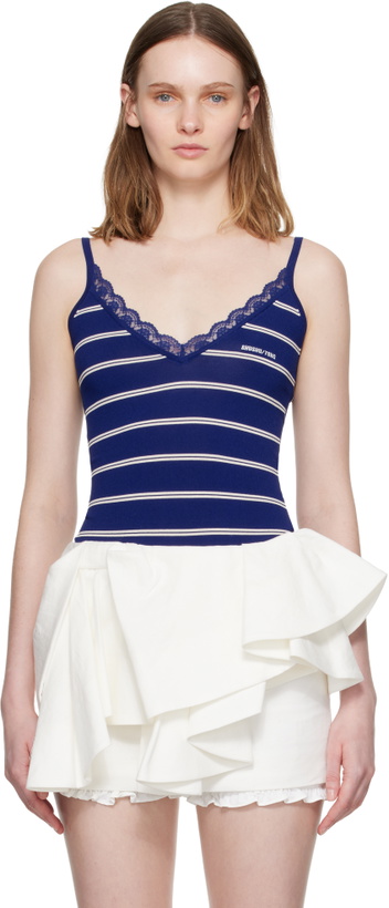 Photo: SHUSHU/TONG Blue Striped Knit Tank Bodysuit