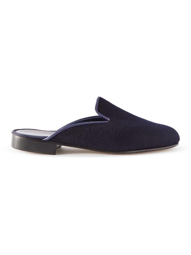 Photo: George Cleverley - Leather-Trimmed Cashmere Backless Loafers - Blue