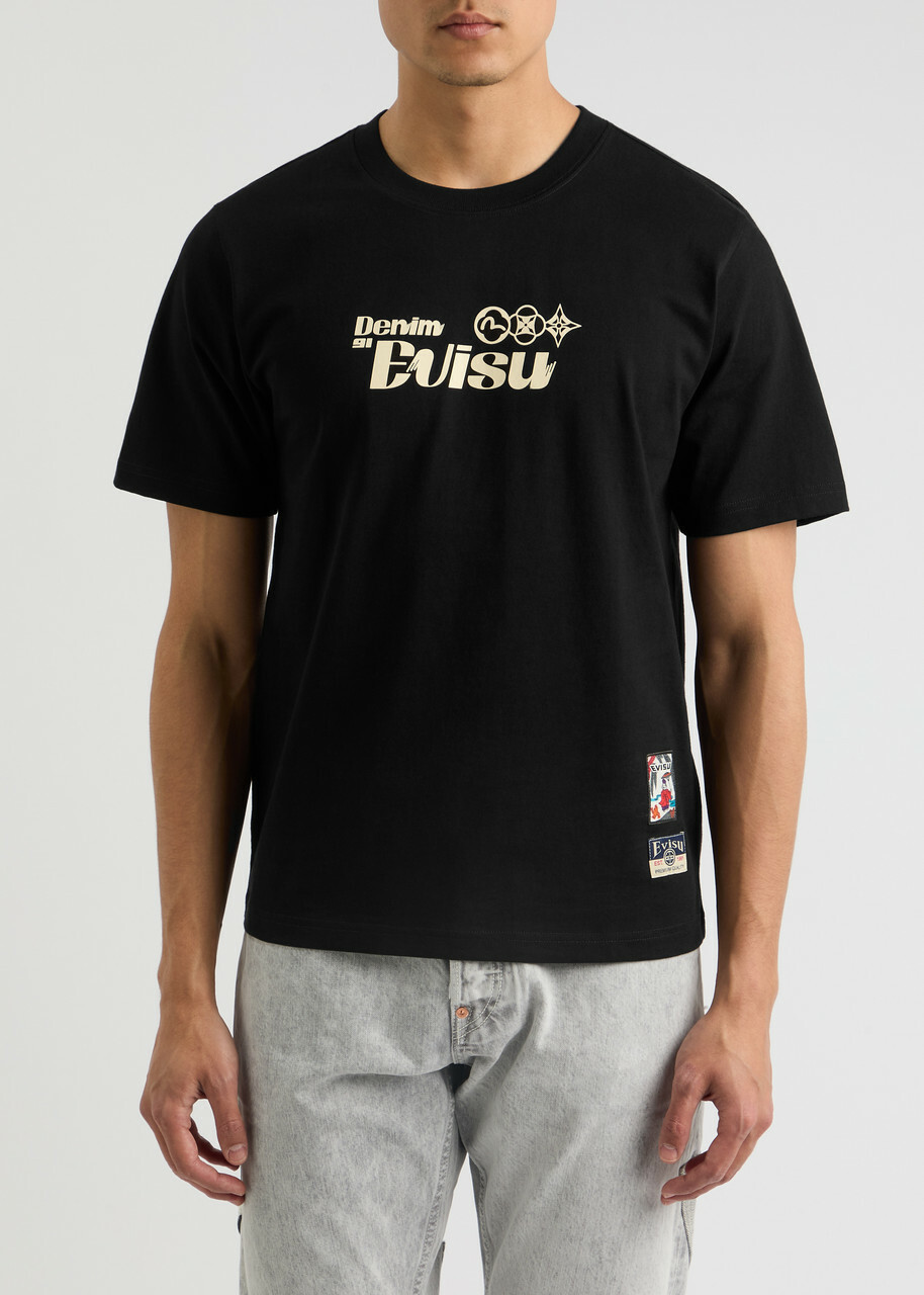 Evisu Daicock Printed Cotton T-shirt Black