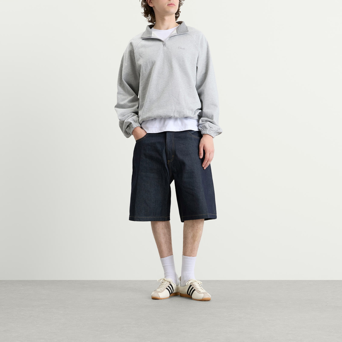 Dime Men's Classic Terry Quarter Zip Sweatshirt in Heather Gray