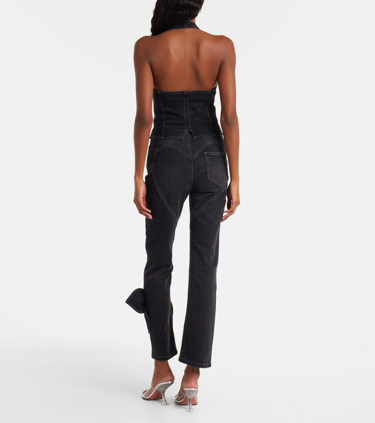 Area Bow-detail denim top