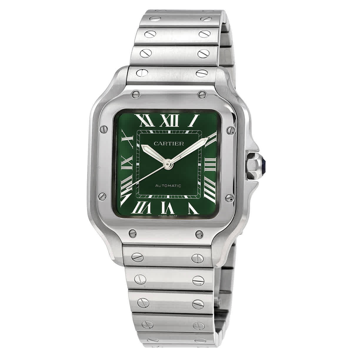 Cartier Santos De Cartier Medium Model Automatic Green Dial Mens Watch WSSA0061