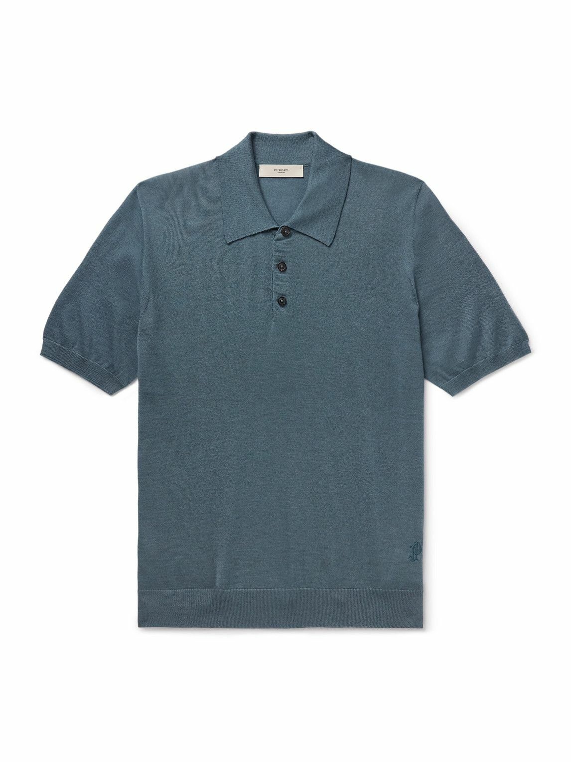 Purdey - Tantallon Slim-Fit Merino Wool Polo Shirt - Blue