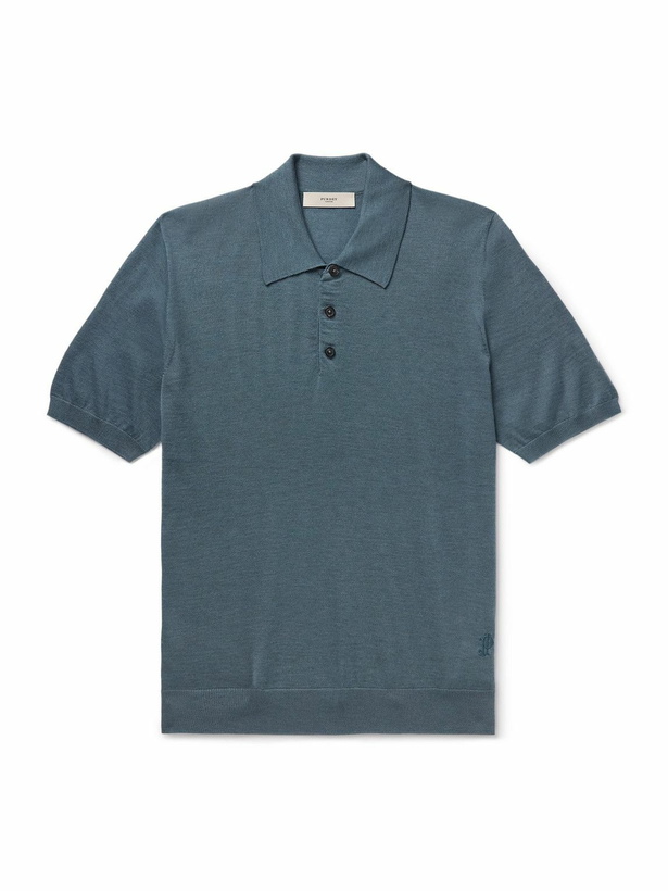 Photo: Purdey - Tantallon Slim-Fit Merino Wool Polo Shirt - Blue
