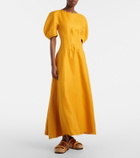 Gabriela Hearst Ranya puff-sleeve linen twill maxi dress