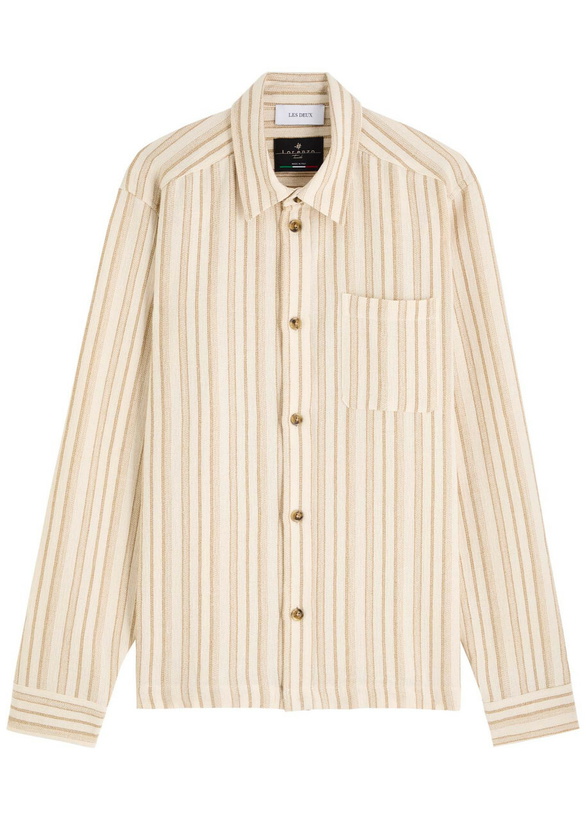 Photo: Les Deux Shane Stripe Cotton-blend Shirt Ecru