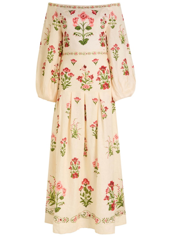Photo: Agua BY Agua Bendita Senlis Canna Floral-print Linen Maxi Dress Multicoloured