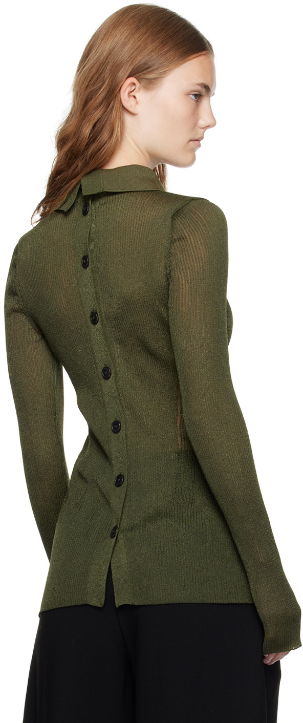 Recto Green Both Sides Opening Cardigan