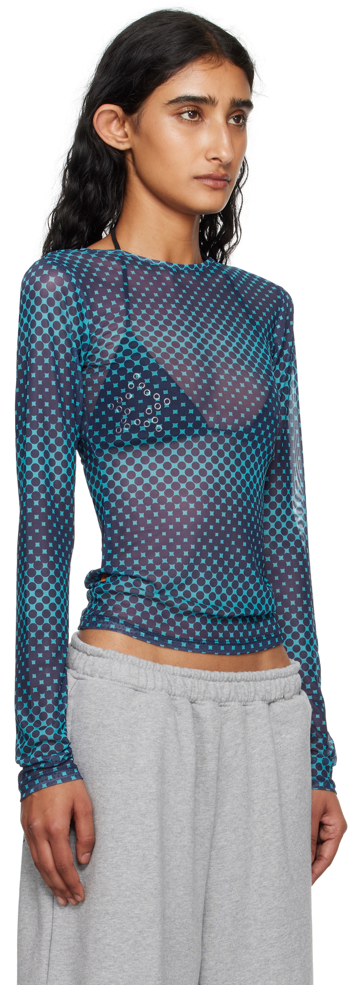 Miaou Blue Long Sleeve T-shirt