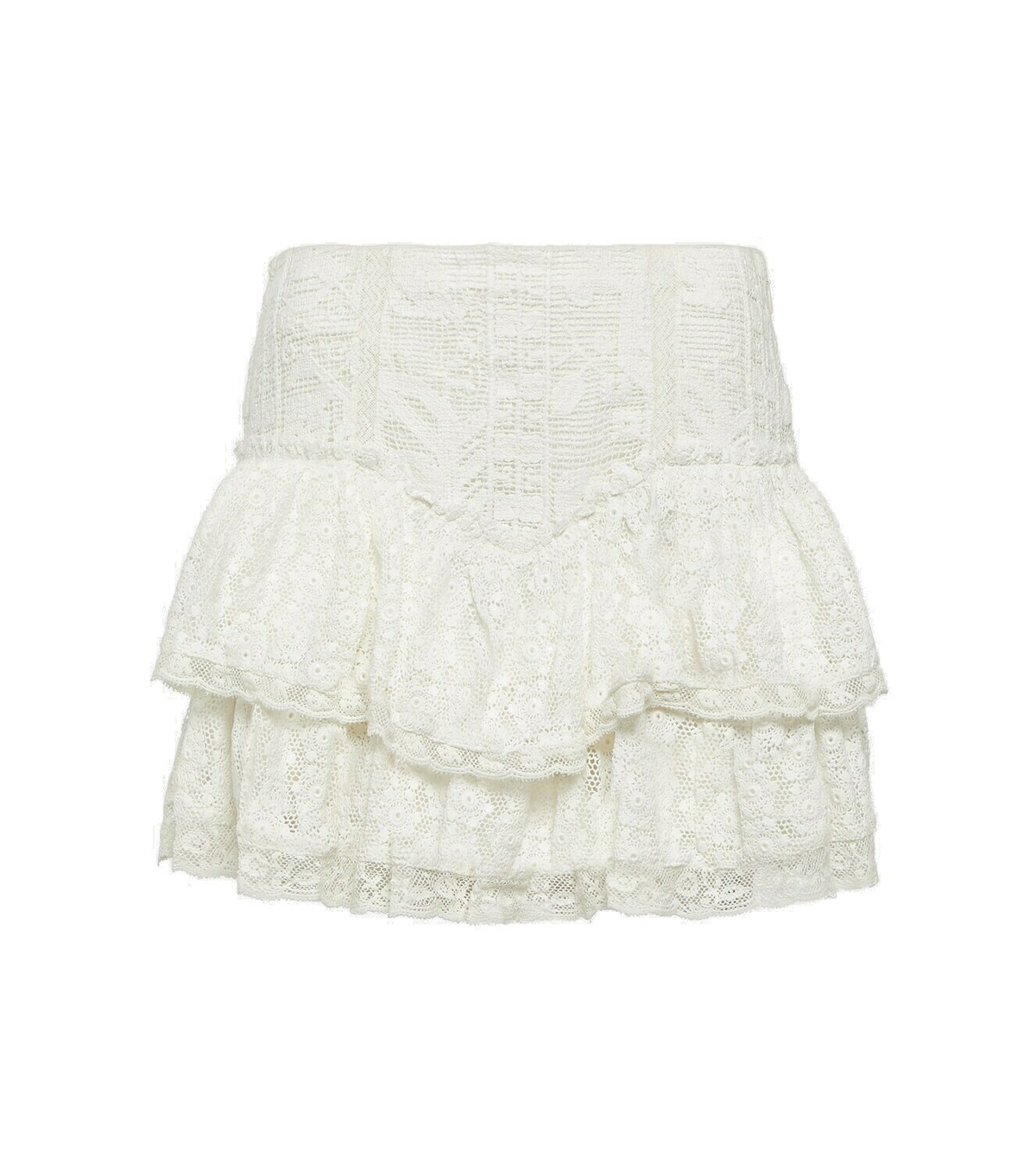 LoveShackFancy Antila tiered lace miniskirt LoveShackFancy